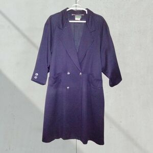 harve benard by Benard Holtzman 100% Wool size 22 Vintage Navy Blue Trench Coat